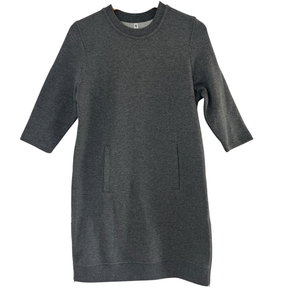 Fabletics Elena‎ Dress Gray Fleece Sweatshirt Dress Relaxed Fit Pockets Small